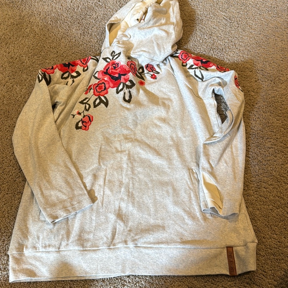 Ampersand Embroidered double hooded sweatshirt -XL